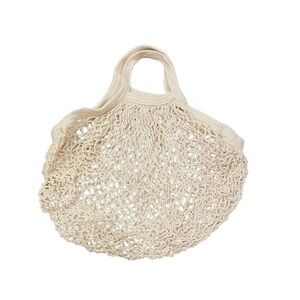 Small White Mesh Eco Shopping Grocery Fashion Bag 100% Natural Cotton Recycled